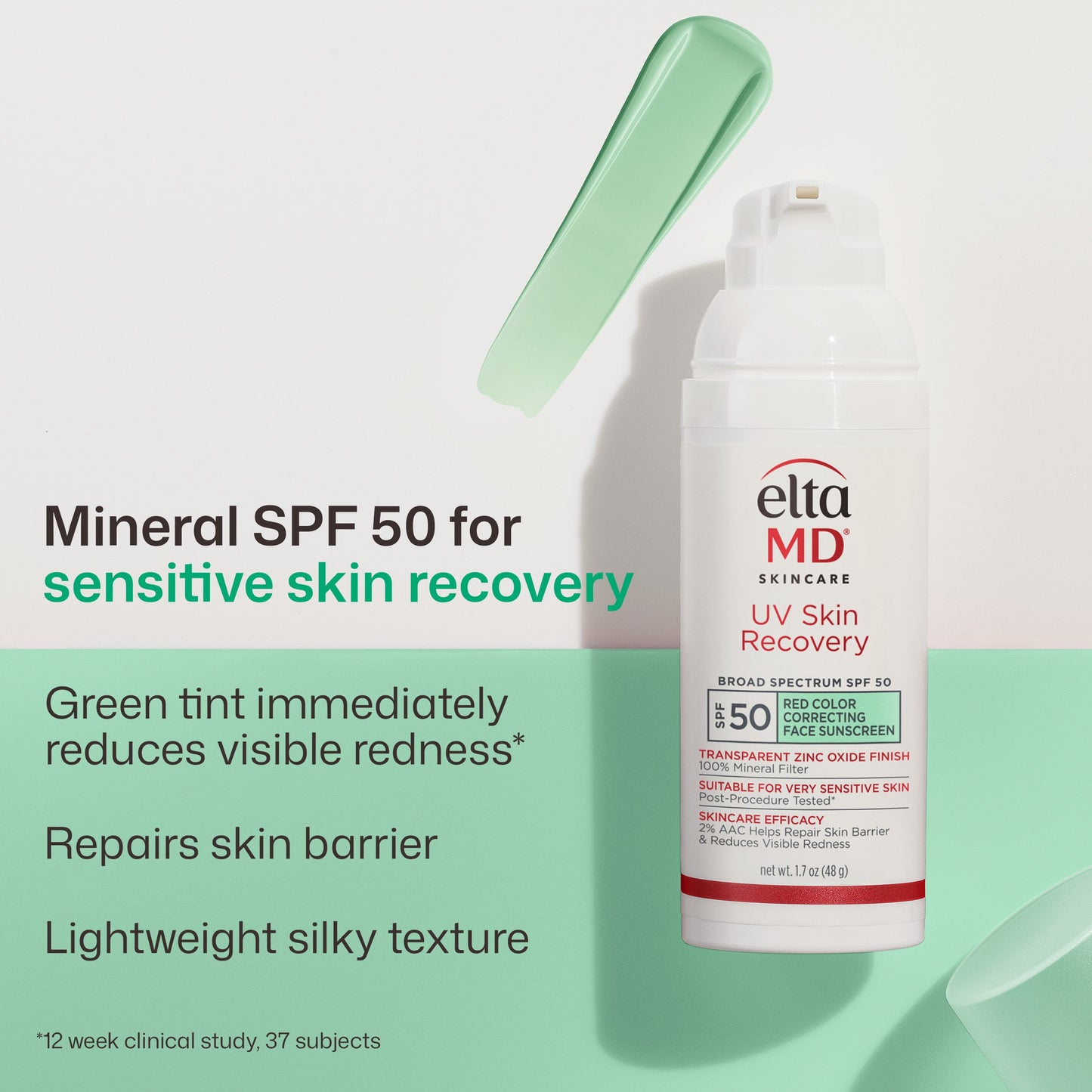 UV Skin Recovery Red Color Correcting Green Tint Broad Spectrum SPF 50